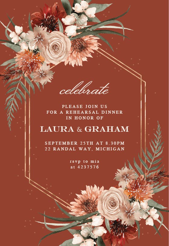 Terracotta frame - rehearsal dinner party invitation